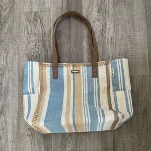 Sun ‘N Sand Blue and Tan Coastal Tote Bag